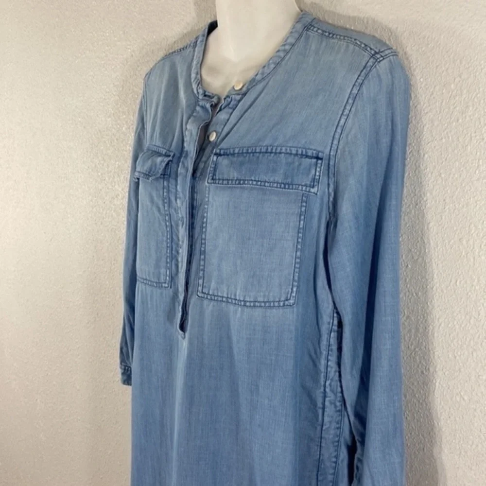 J. Crew Drapey Chambray Pop Over Shirt Dress G64